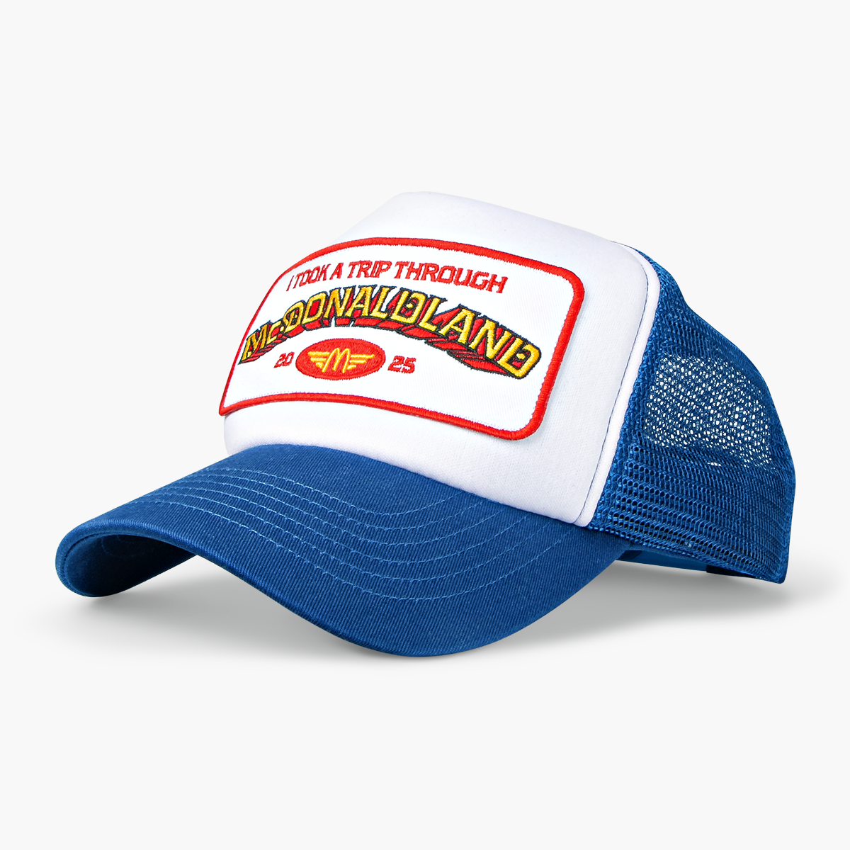 Blue and White Trucker Hat with McDonaldland Patch