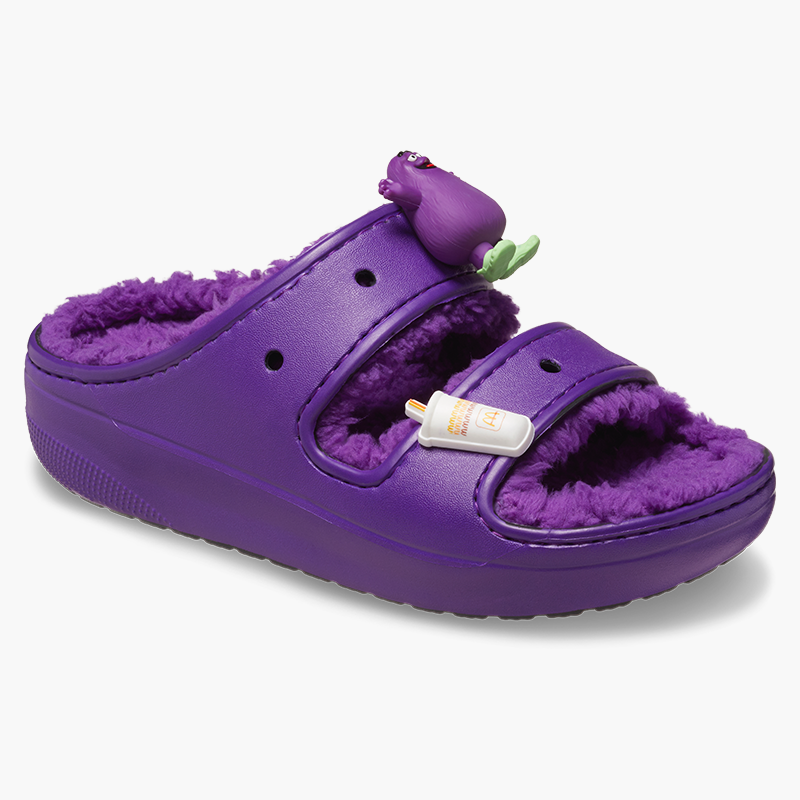 Purple Grimace Sandal with Grimace and Cup jibbitz