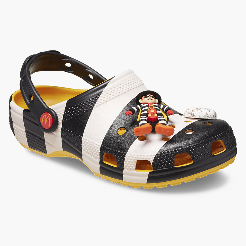 Side view Hamburglar Clog with Hamburglar and Hamburger jibbitz