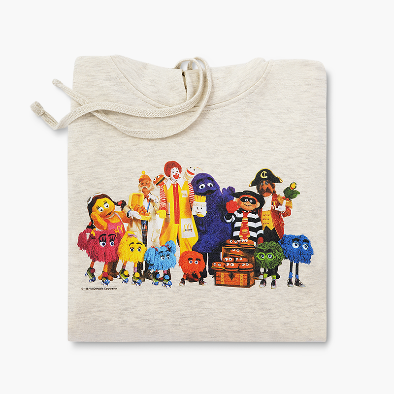 Folded Premium Oatmeal Gray Hoodie McDonald Character Group