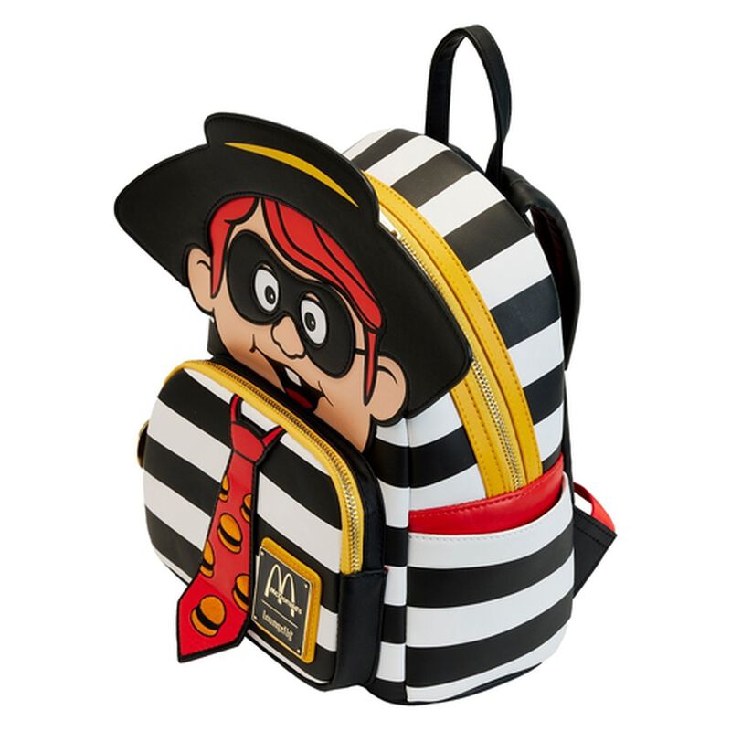 Black and White Hamburglar mini Backpack with Red Hamburger Tie