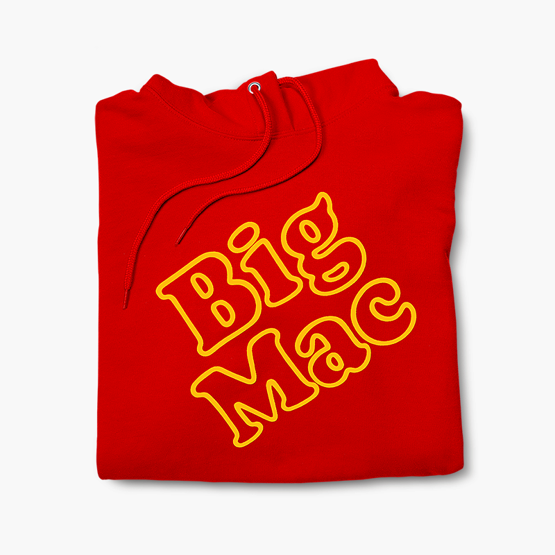 Folded Red Hoodie with Yellow text