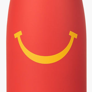 tall red waterbottle with McDonald's smile graphic and twist-off cap