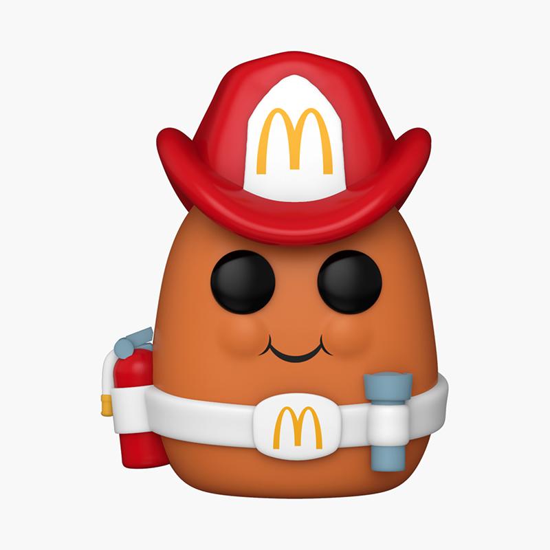 cute cartoon Fireman McNugget action figure with McDonald's logo fire hat and belt