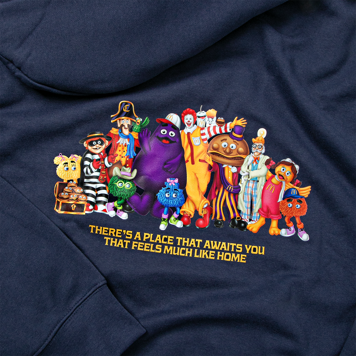 Close-up of McDonaldland characters including the Fry Friends, Hamburglar, Grimace, Ronald McDonald, Birdie, and Mayor McCheese. 