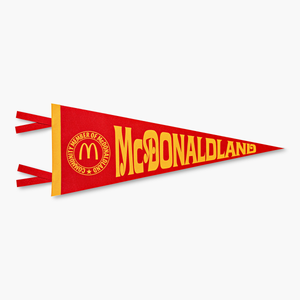 Close-up of red and gold McDonaldland pennant flag
