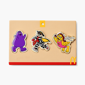 McDonaldland Enamel Pins featuring Grimace, Hamburglar, Birdie
