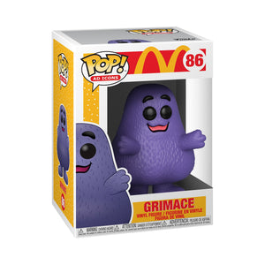 cute cartoon purple Grimace action figure with a happy smile and open arm