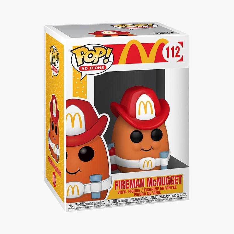 cute cartoon Fireman McNugget action figure with McDonald's logo fire hat and belt