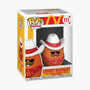 cute cartoon Cowboy McNugget action figure with white cowboy hat and spotted neck kerchief