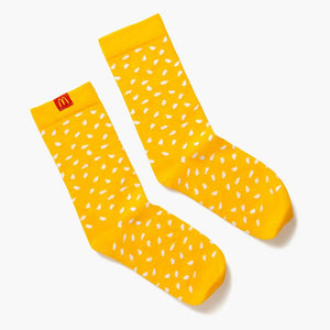 mustard yellow ankle socks with sesame seed pattern